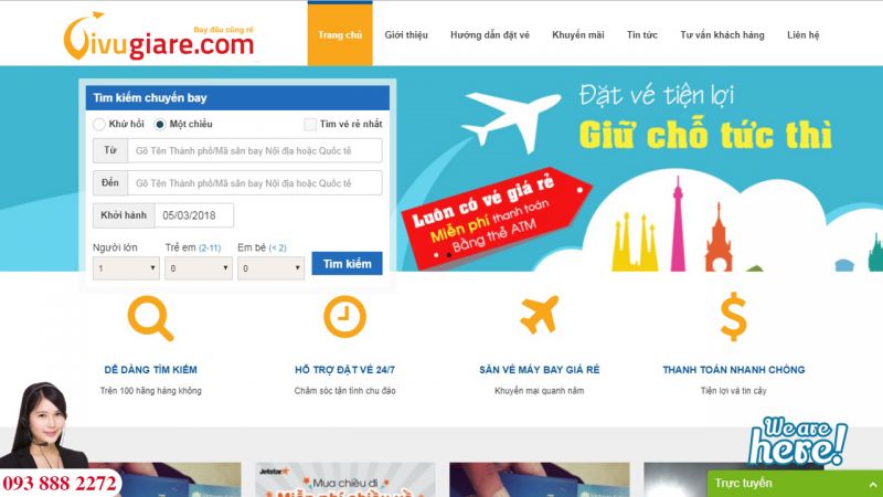 Hướng dẫn đặt vé máy bay online trên Vivugiare.Com